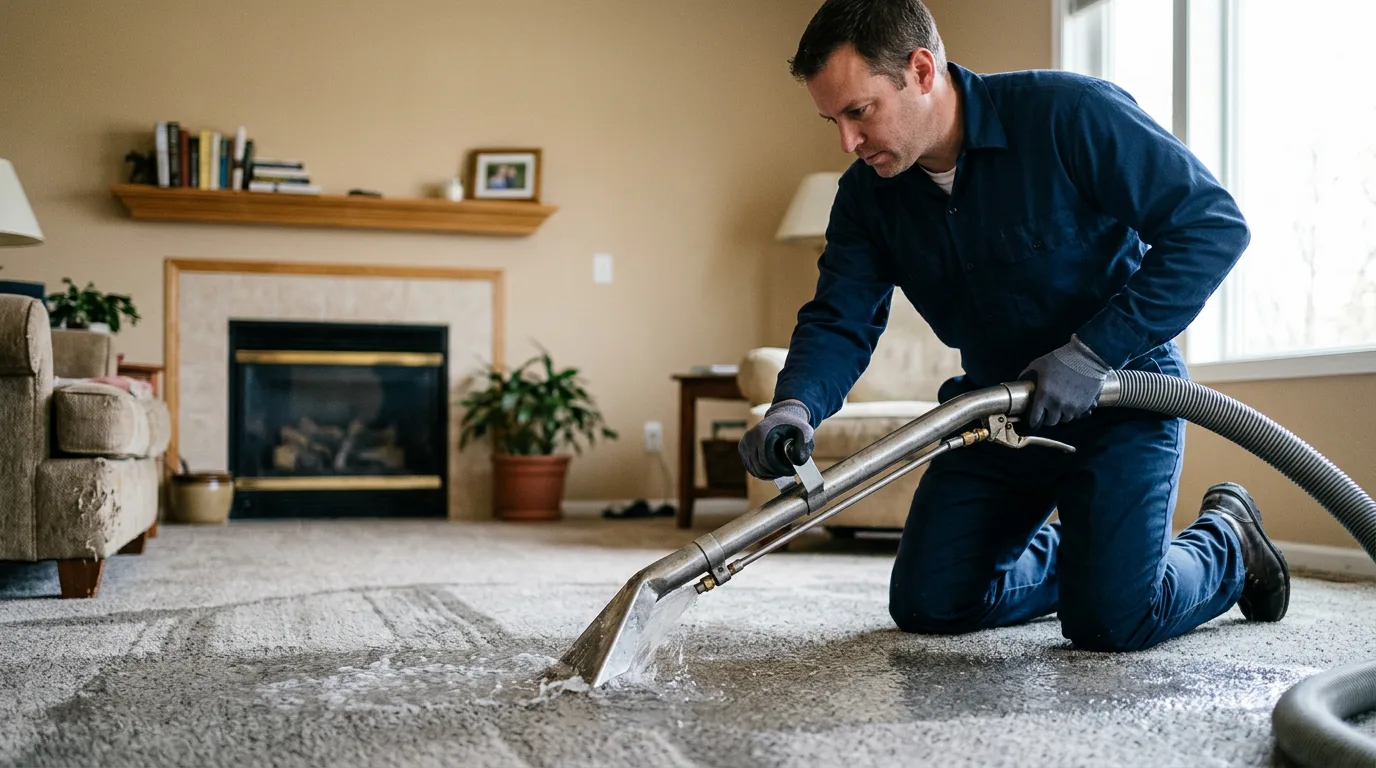 Water damage restoration technician working near Pleasant Prairie, WI